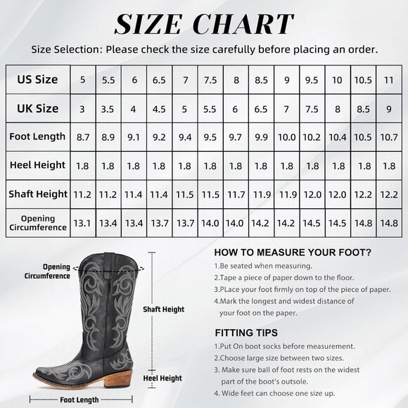 Women Brown Faux Leather Pointy Toe Western Boots Rubber Slip-on - Picture 2 of 6